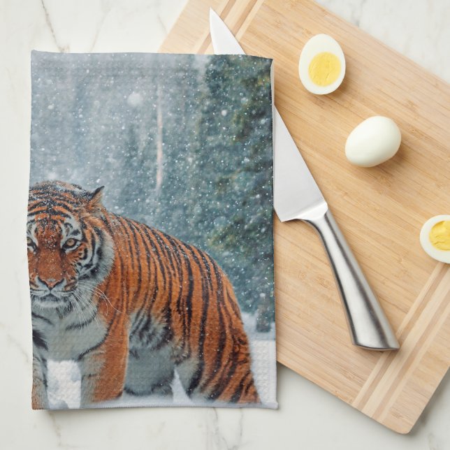 Schneetiger Geschirrtuch (Viertel Falte)