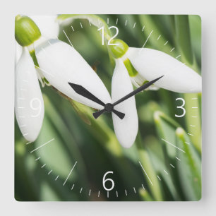 Schneeverfahren-Blume Quadratische Wanduhr