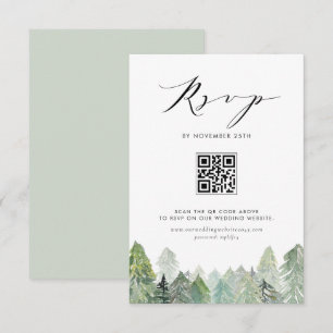 Schneeverhangener Immergrüner Wald QR Code Winterh RSVP Karte