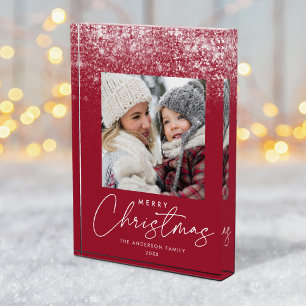 Schneeverwehung Frohe Weihnachten Cranberry-Feiert Fotoblock