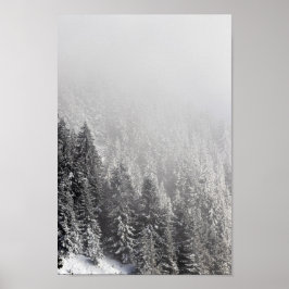 Schneewald in Nebel gewickelt Poster