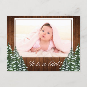 Schneewald & Land Baby Mädchen Foto Geburt Ankündigungspostkarte