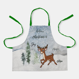 Schneewald mit einem Hirsch Weihnachten Schürze