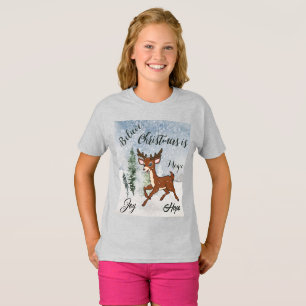 Schneewald mit einem Hirsch Weihnachten T-Shirt