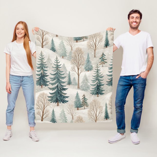 Schneewald-Muster – Friedliche Winterlandschaft Fleecedecke (Beispiel)