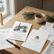 Schneewald Pine Wasserfarbe Weihnachten