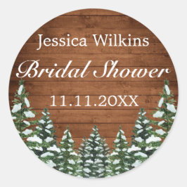 Schneewald und Waldkiefer Brautparty Runder Aufkleber
