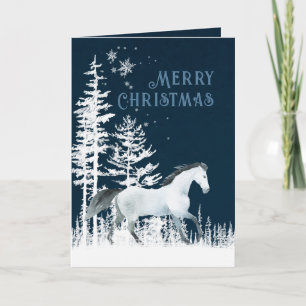 Schneewälder Wildes Weißes Pferd Frohe Weihnachten