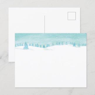 Schneewaldlandschaft mit Bäumen Postkarte