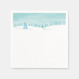 Schneewaldlandschaft mit Bäumen Serviette
