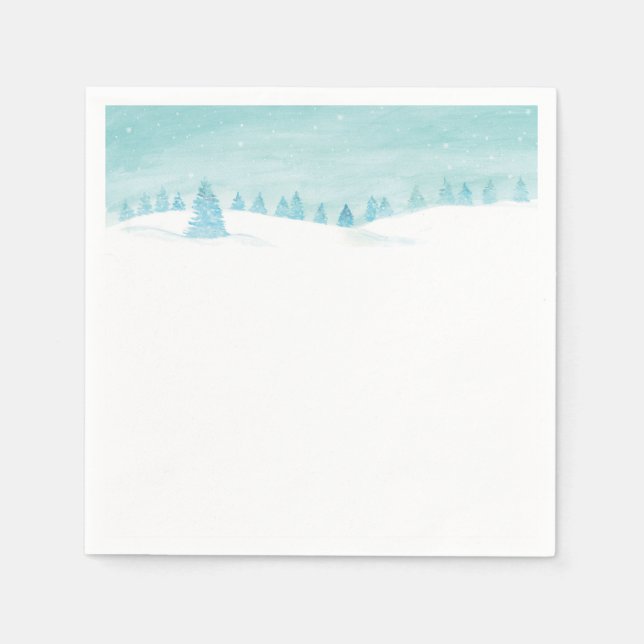 Schneewaldlandschaft mit Bäumen Serviette (Vorderseite)