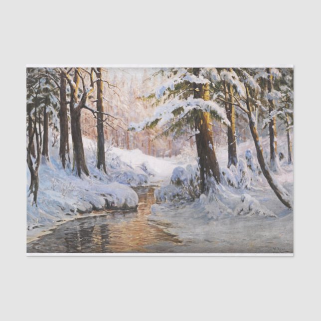 Schneewaldlandschaft, Walter Moras Seidenpapier (Vorderseite)