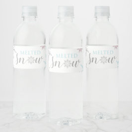 Schneewasser Flasche Labels blaue Schneeflocken