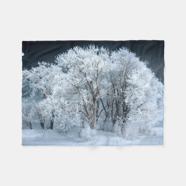 Schneeweg durch Mattierte Bäume Fleecedecke (Vorderseite (Horizontal))