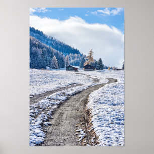 Schneeweg, Europäische Alpen Poster