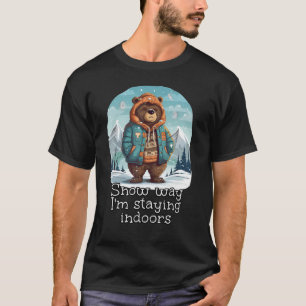 Schneeweg lustiger Bär im Winter Kleidung für kalt T-Shirt