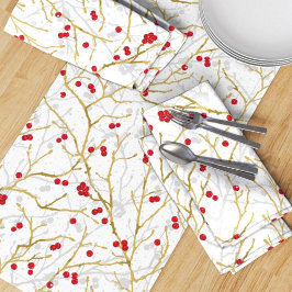 Schneeweihnachtliche Winterbeeren | Set 4 Abendess Serviette