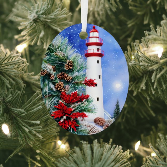 Schneeweihnachtlicher Leuchtturm Ornament Aus Metall (InSitu)