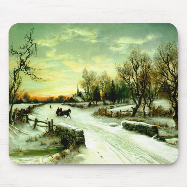 Schneeweihnachtsmorgen Mousepad (Vorne)