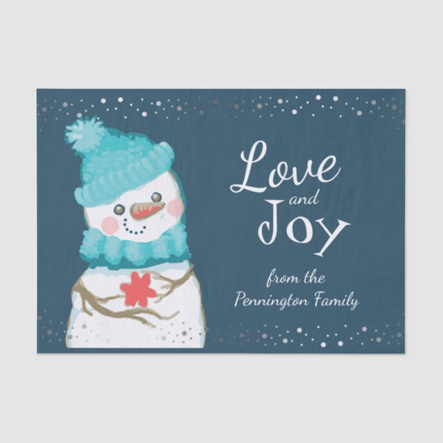 Schneeweihnachtsname Personalisierter Familienname Seidenpapier (Vorderseite)