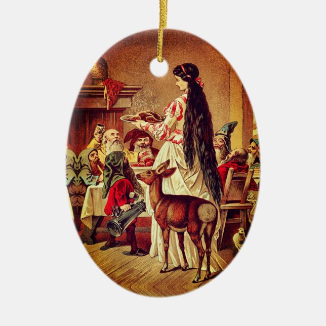 Schneeweiß - Märchen - Grimm Keramik Ornament (Vorne)
