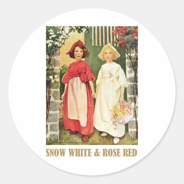Schneeweiß und Rose rot Runder Aufkleber (Vorderseite)