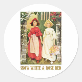 Schneeweiß und Rose rot Runder Aufkleber