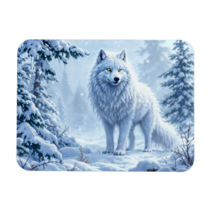 Schneewildwolf-gelbe Neonaugen Dekoration Magnet