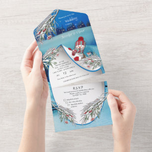 Schneewinter-Fantasie-Hochzeitseinladung All In One Einladung
