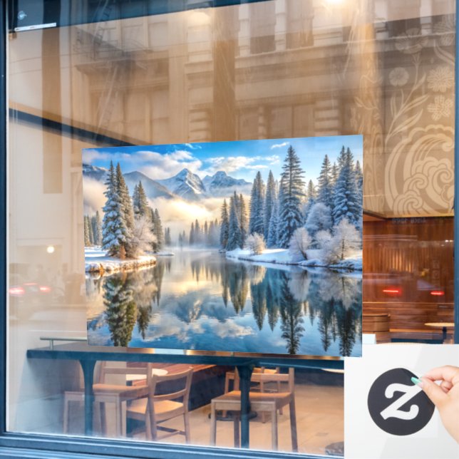 SchneeWinterlandschaft Fensterheber Fensteraufkleber (Café-Fenster)