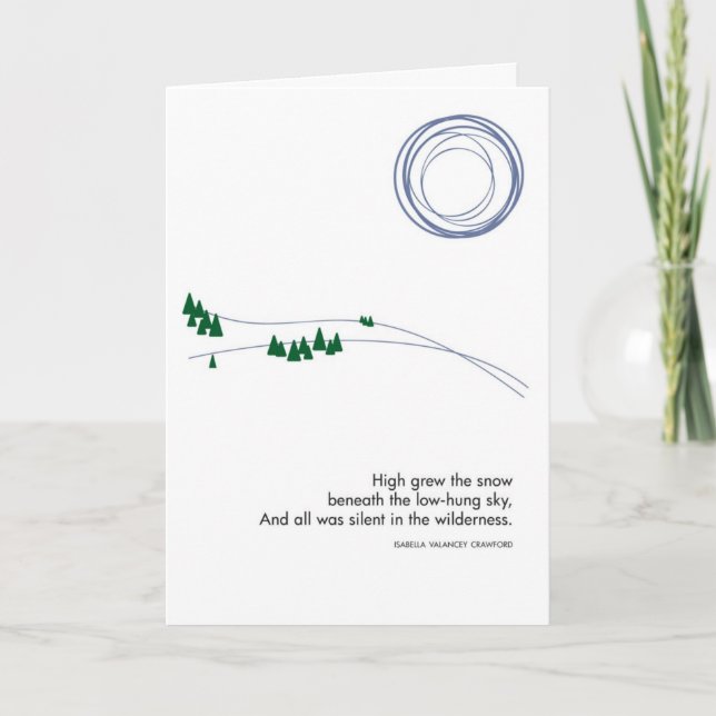 Schneewinterlandschaft mit Baumkarte Feiertagskarte (Vorderseite)