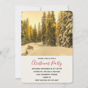 Schneewinterweg mit Pine Trees Weihnachtsfest Part Einladung