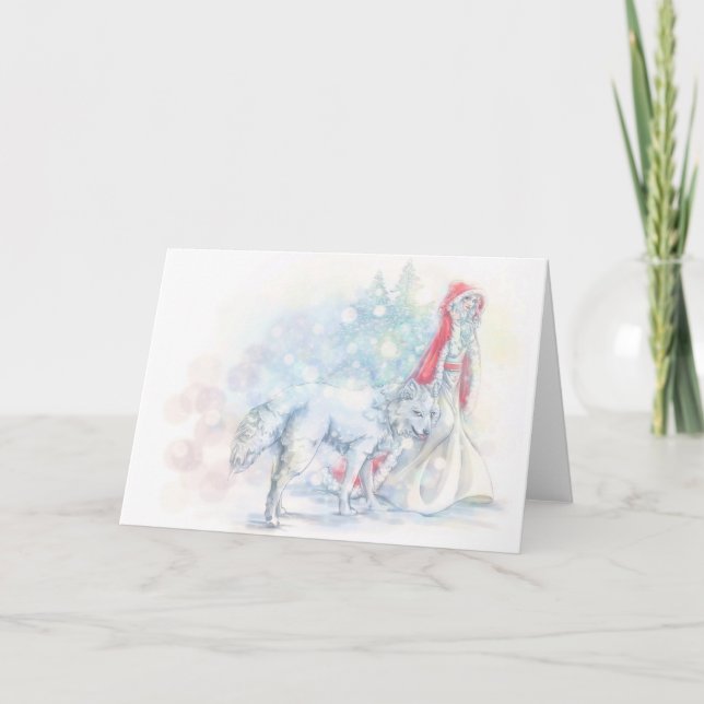 Schneewittchen und wenig Rotes Feiertagskarte (Vorderseite)