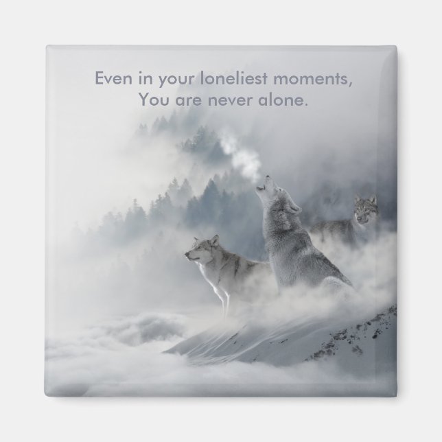 Schneewolf Winter Wildlife Magnet (Vorne)