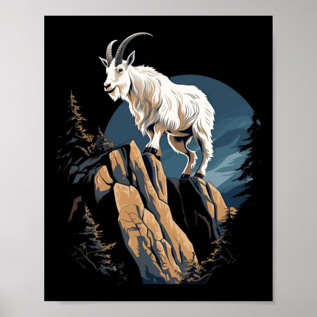 Schneeziege Klettertier Bergsteigen _3  Poster (Vorne)