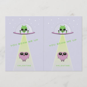 Schneidbare UFO-Kinder-Valentinskarten Lila Dankeskarte