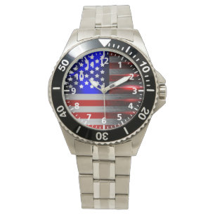 Schneide-Edge Laser Cut American Flag 1 Armbanduhr