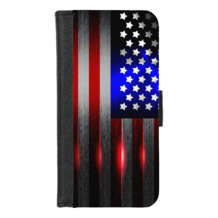 Schneide-Edge Laser Cut American Flag 1 iPhone 8/7 Geldbeutel-Hülle