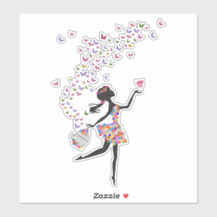 Schneide Vinyl Stickers - Butterfly Girl Aufkleber