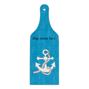 Schneidebrett - Anker mit Schiffsname