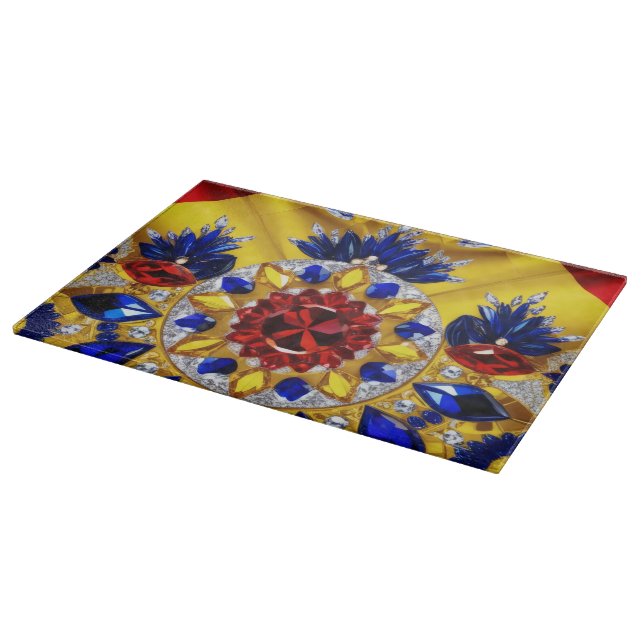 Schneidebrett mit rumänischer Farbgestaltung (Ecke)