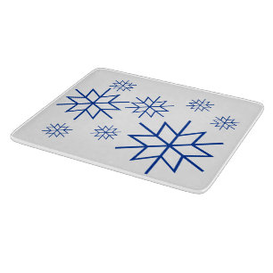 Schneidebrett - Schneeflocken in blau