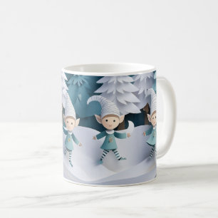 Schneidel-Elfen im Weihnachts-Schnee  Kaffeetasse