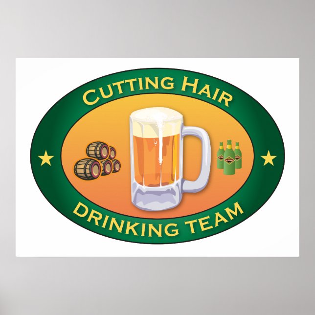 Schneiden des Friseur-Getränketeams Poster (Vorne)