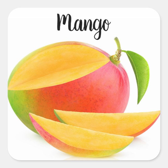 Schneiden Sie Mango Quadratischer Aufkleber (Vorderseite)