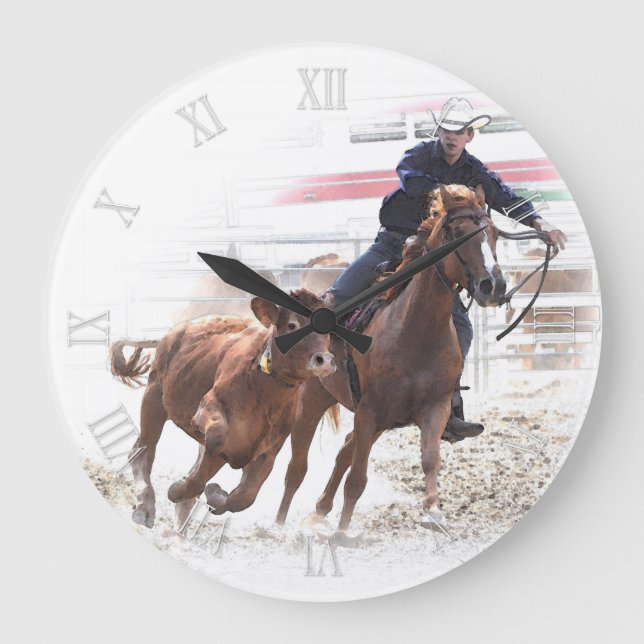 Schneiden von Pferd und Kalb Große Wanduhr (Vorderseite)