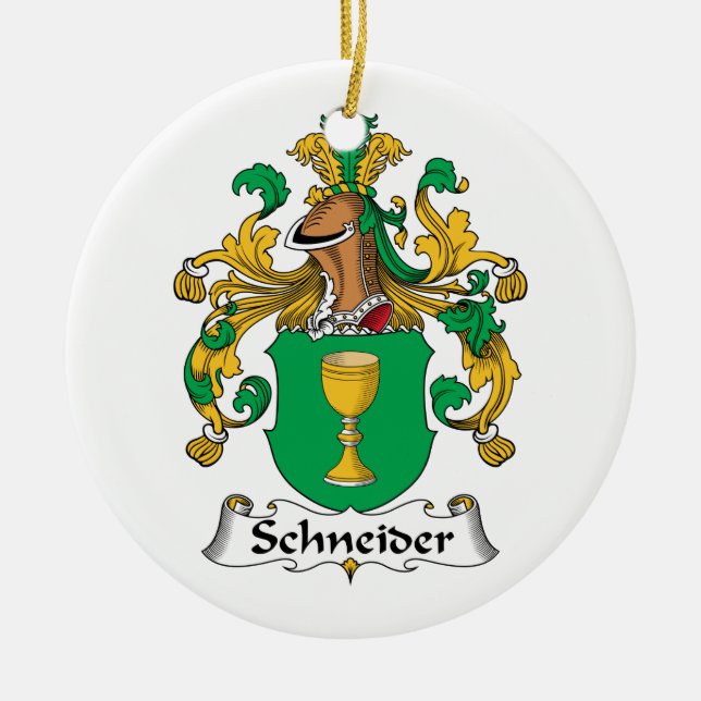 Schneider-Familienwappen Keramikornament (Vorne)
