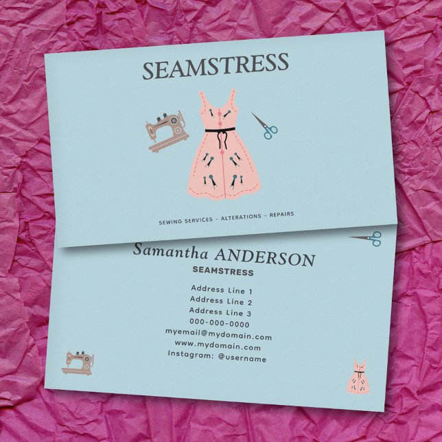 Schneiderin & Änderungsdienstleistungen Visitenkarte (Seamstress & Alterations Services Business Card)