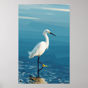 Schneireiher in einem See Poster