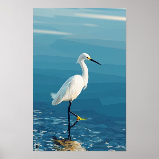 Schneireiher in einem See Poster (Vorne)